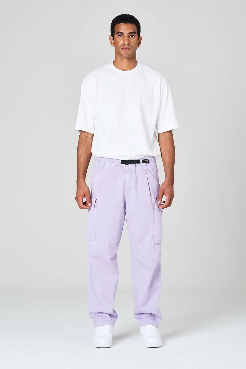 White sand Pantaloni cargo con gamba dritta in bull denim di cotone