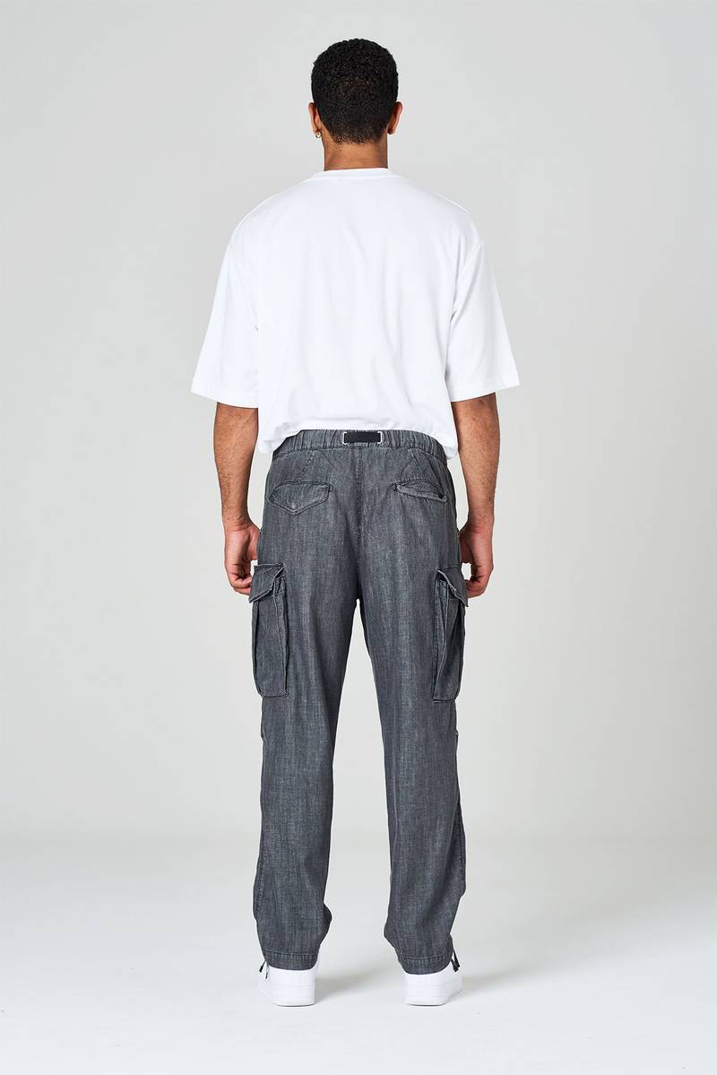 White Sand Pantaloni Cargo Con Gamba Dritta In Denim Di Cotone