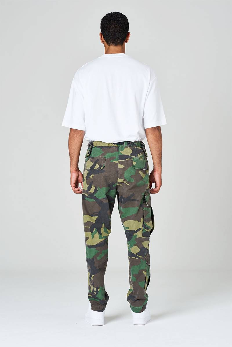 White Sand Pantaloni Cargo Con Gamba Dritta In Ripstop Di Cotone Stampato