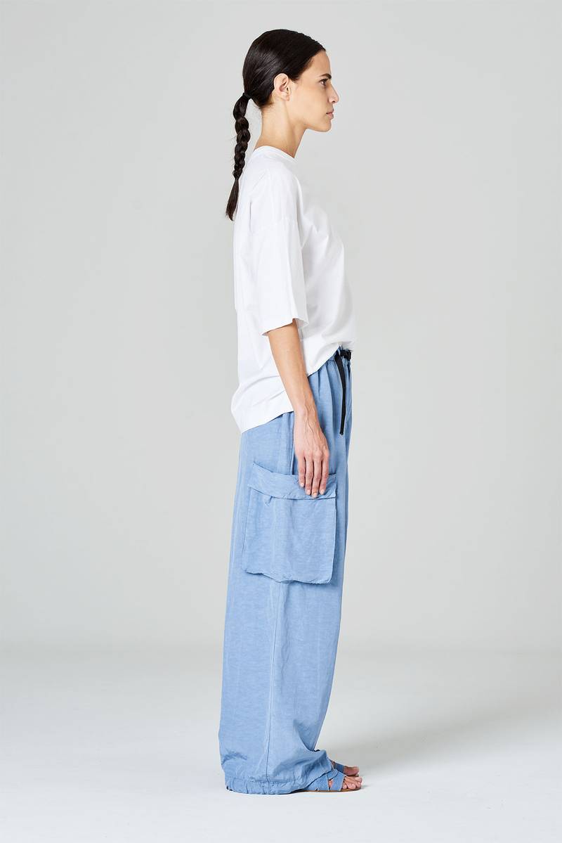 White Sand Pantaloni Cargo Gamba Ampia In Misto Rayon-viscosa