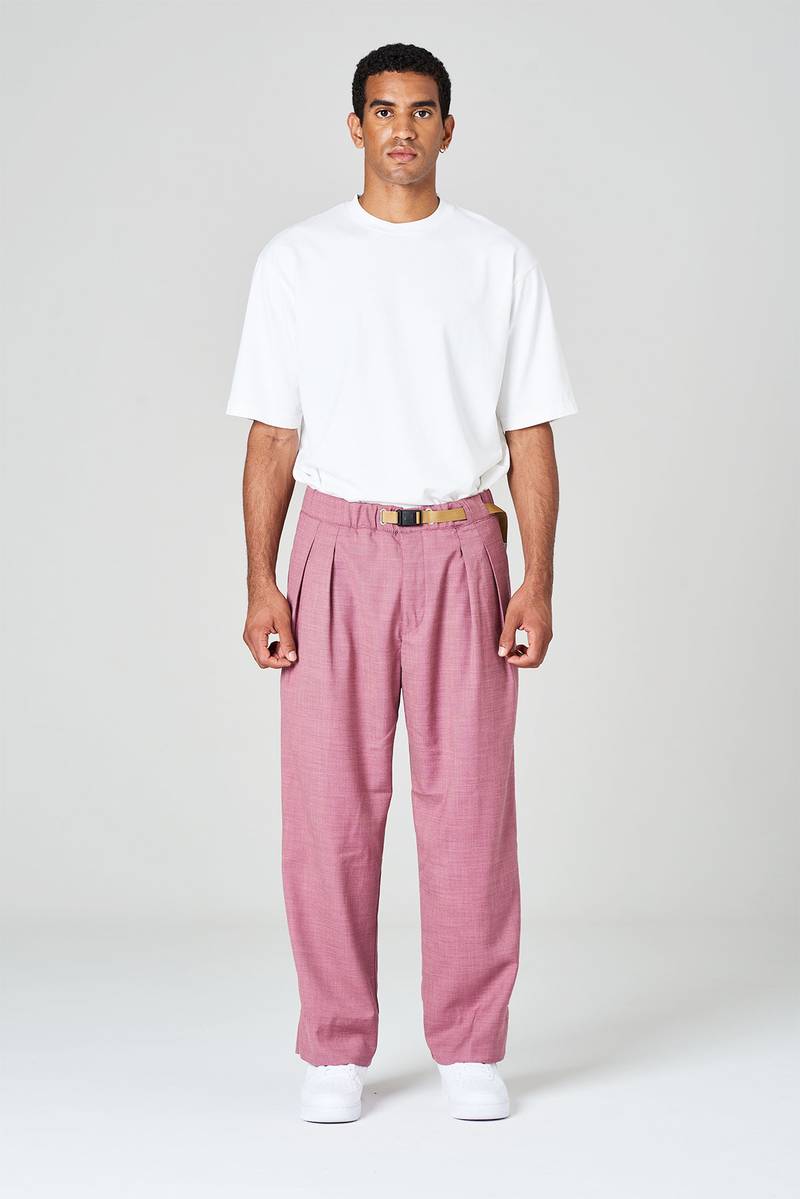 White sand Pantaloni gamba ampia con pinces in tessuto effetto lana