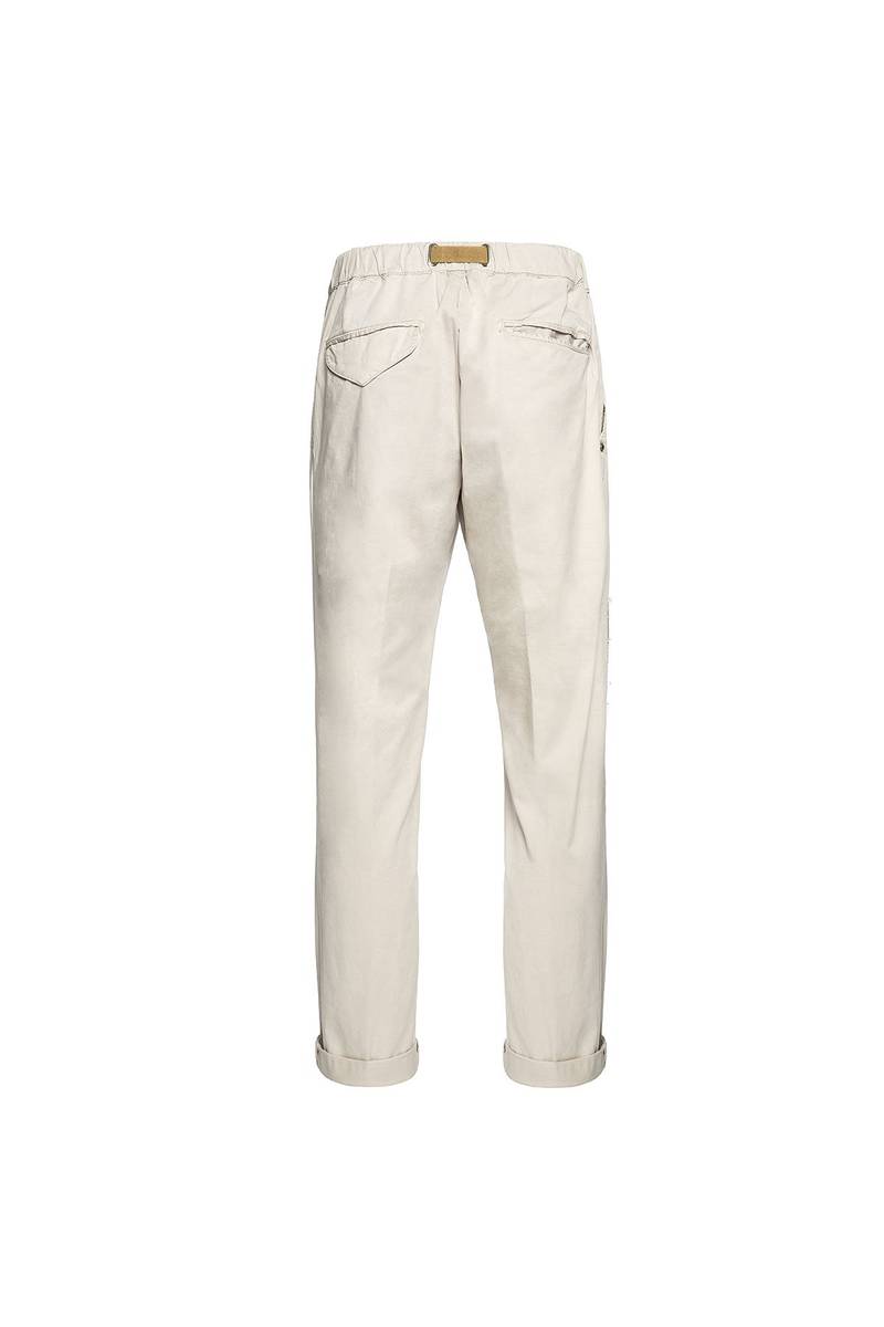 White Sand Pantaloni In Gabardina Di Cotone Con Toppe