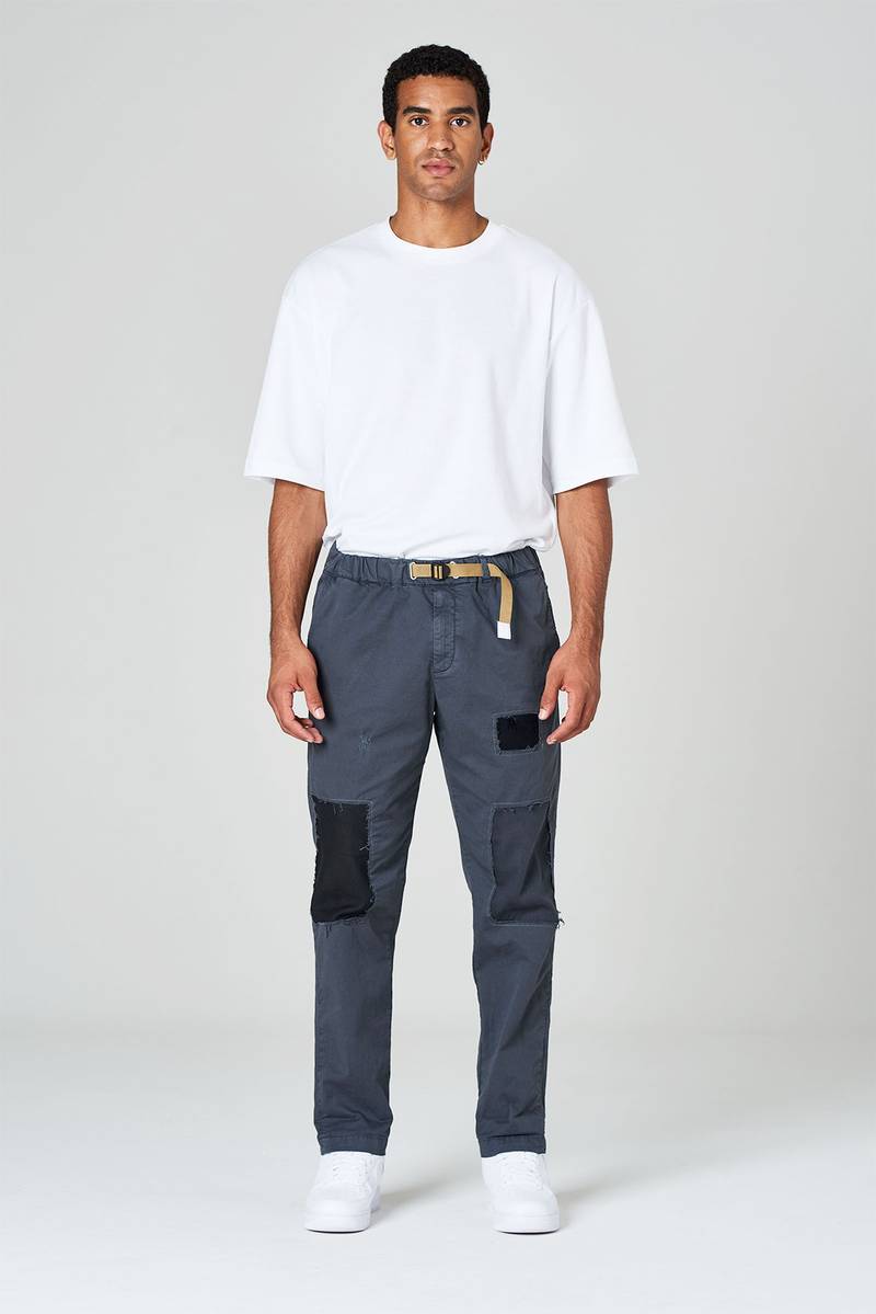 White sand Pantaloni in gabardina di cotone con toppe