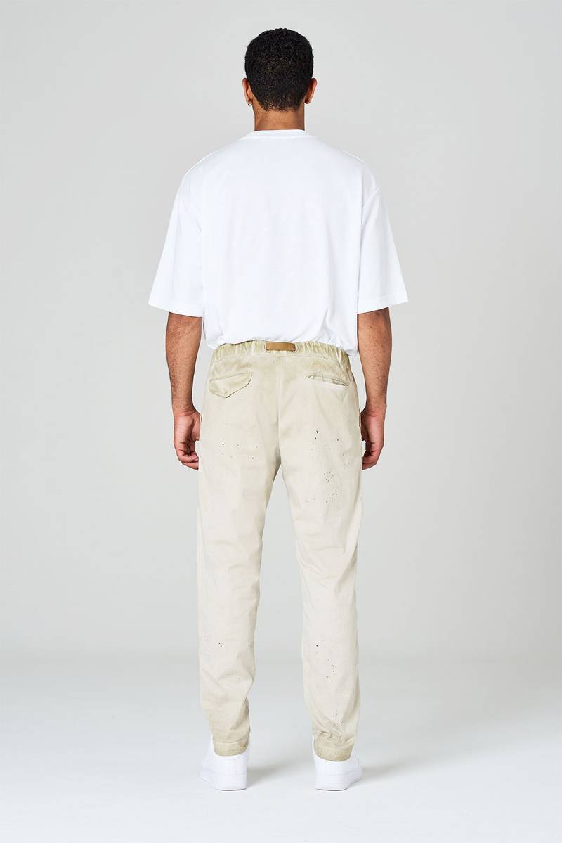 White Sand Pantaloni In Gabardina Di Cotone Effetto Slavato