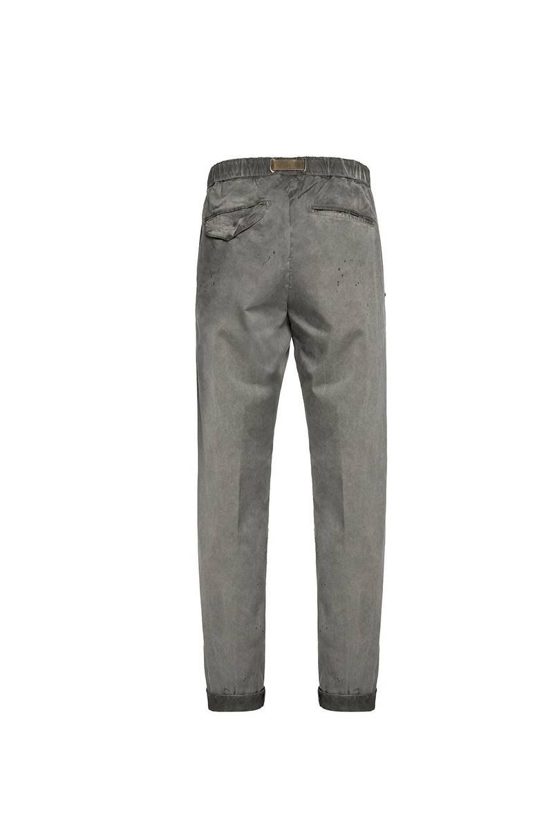 White Sand Pantaloni In Gabardina Di Cotone Effetto Slavato