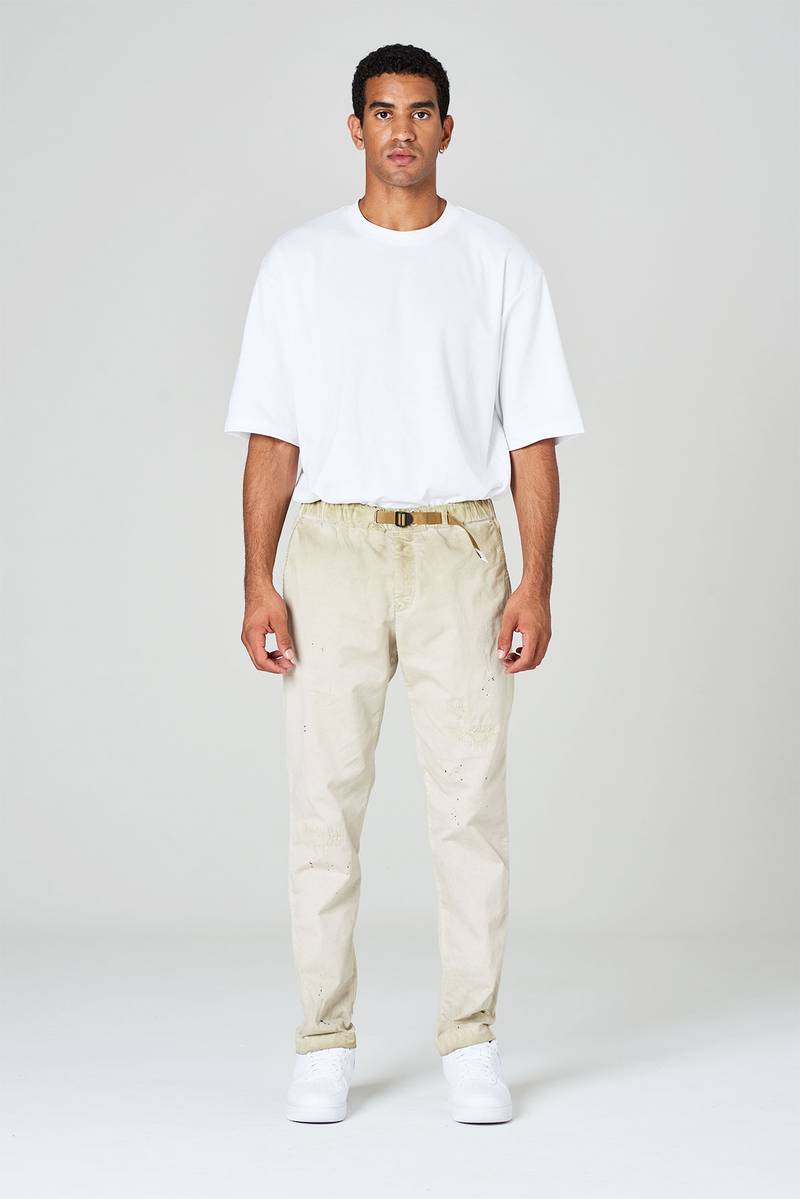 White sand Pantaloni in gabardina di cotone effetto slavato