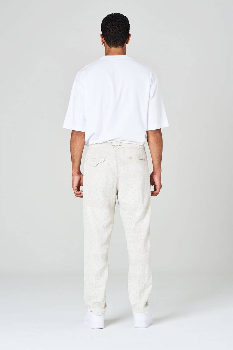 White Sand Pantaloni In Tela Misto Cotone-lino Stampa Bandana