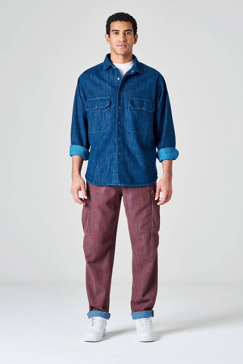 White Sand Camicia Oversize Denim Bi-color