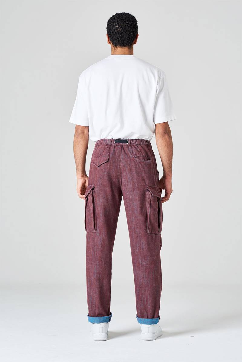 White Sand Pantalone Cargo In Bull Denim Bi-color