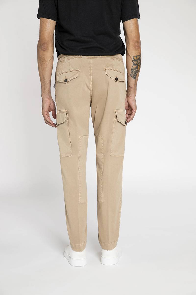 White Sand Pantalone Cargo In Cotone Stretch