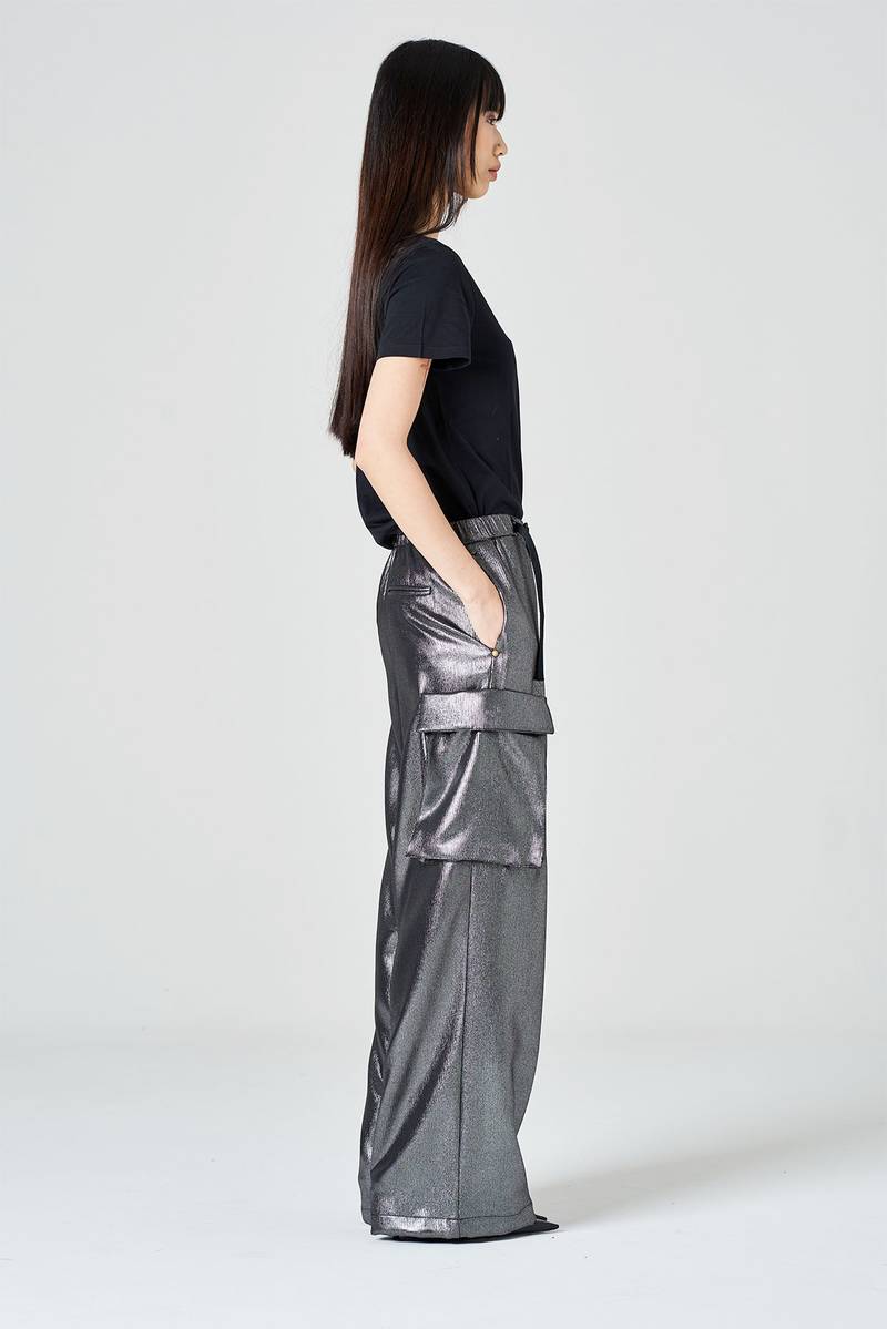 White Sand Pantalone Cargo In Jersey Laminato