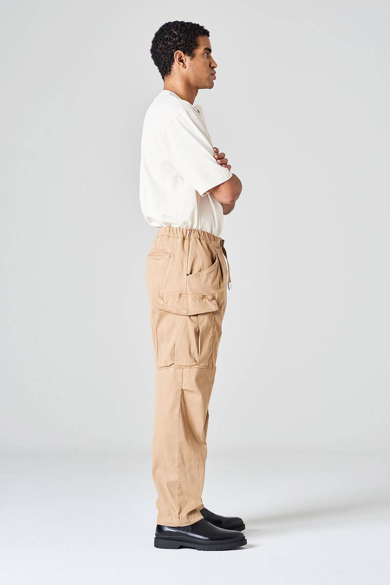 White Sand Pantalone Cargo In Raso Di Cotone