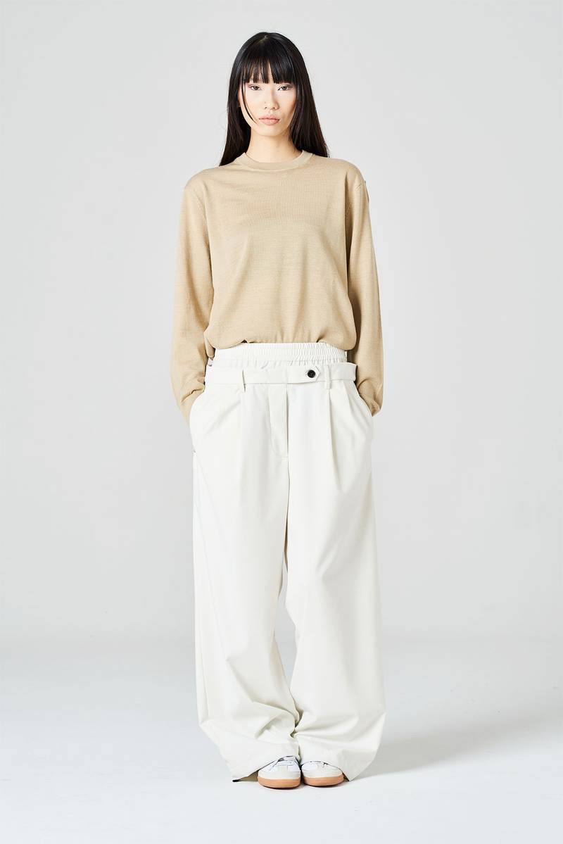 White Sand Pantalone Palazzo Con Doppia Vita Alta