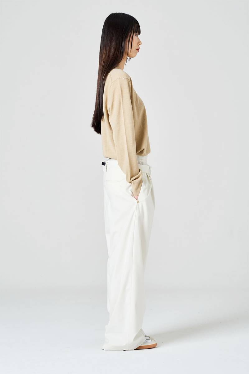 White Sand Pantalone Palazzo Con Doppia Vita Alta