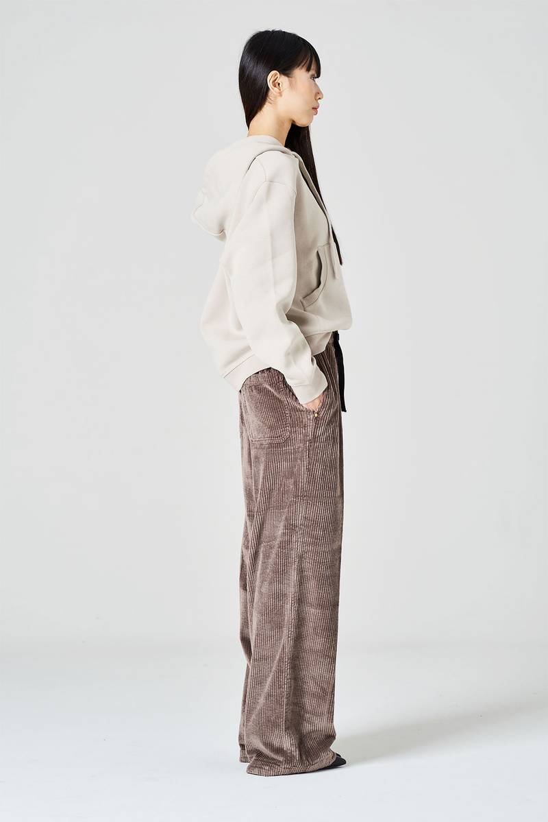 White Sand Pantalone Palazzo In Velluto