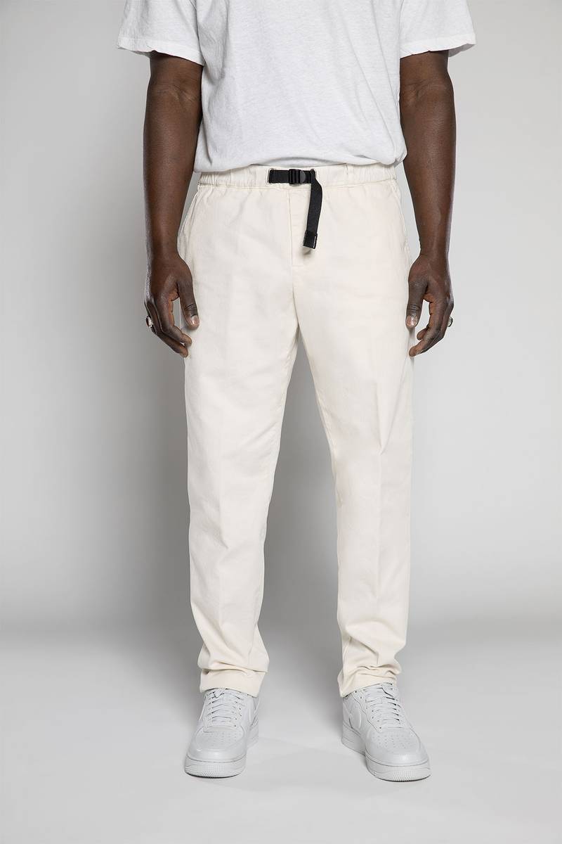 White sand Pantaloni in tessuto bull denim