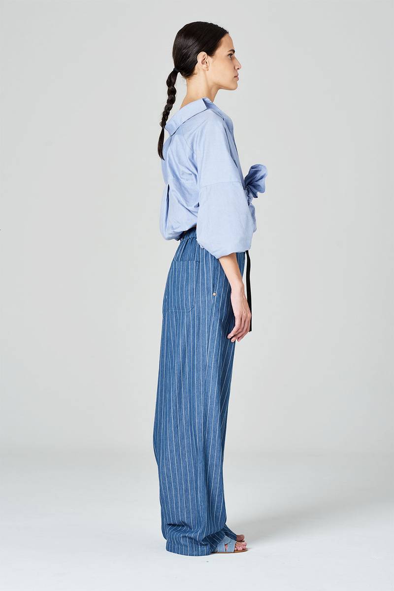 White Sand Pantaloni Palazzo In Denim