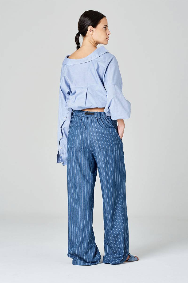 White Sand Pantaloni Palazzo In Denim