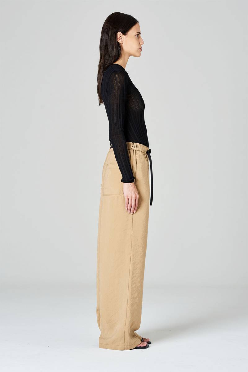 White Sand Pantaloni Palazzo In Modal