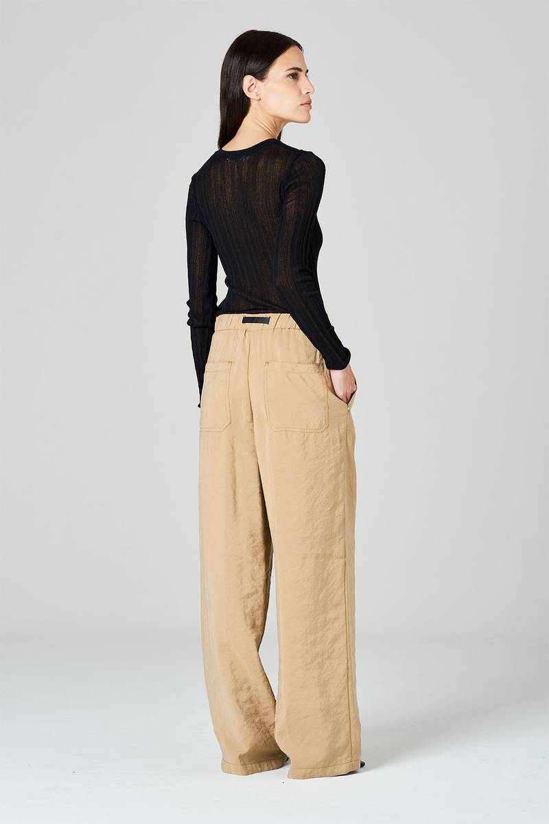 White Sand Pantaloni Palazzo In Modal