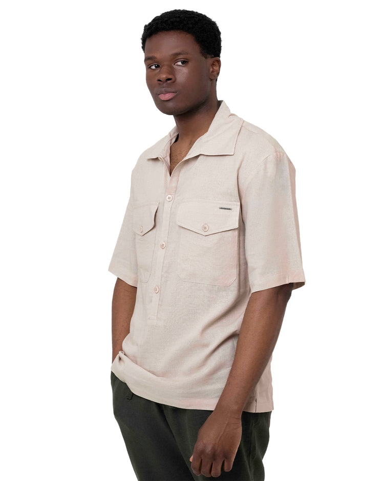 Why Not Brand Camicia Mezza Manica 3 Bottoni Collo Ampio