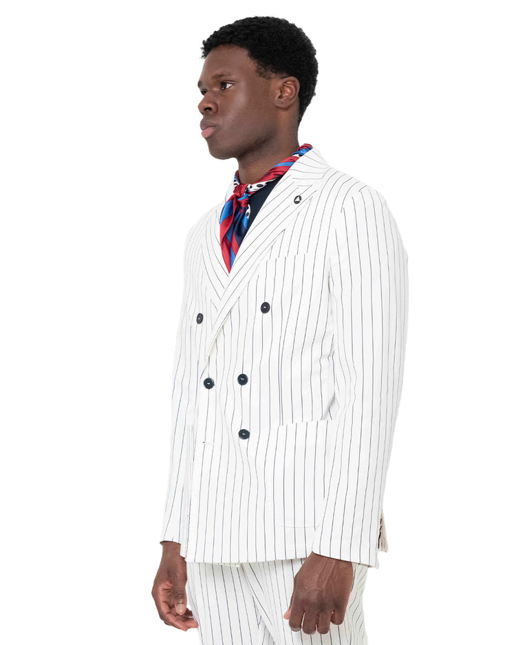 Why Not Brand Giacca Doppiopetto Gessato Tasche A Scomparsa