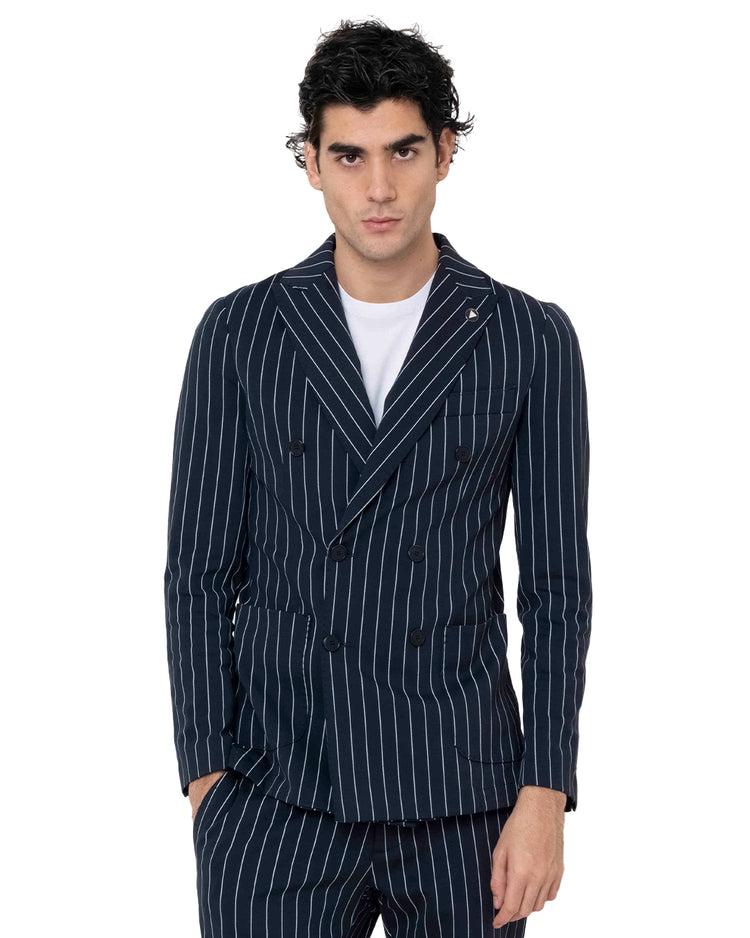 Why Not Brand Giacca Doppiopetto Gessato Tasche A Scomparsa