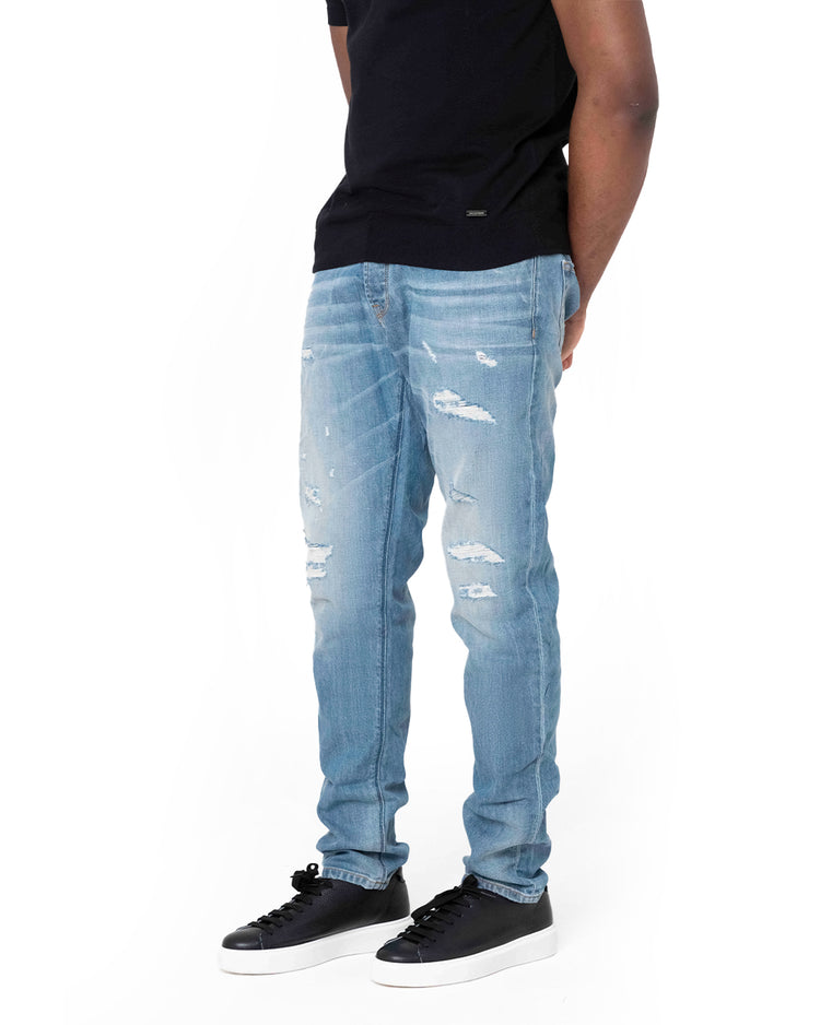 Why Not Brand Jeans Lavaggio Chiaro Con Sarciture Ricavate A Mano