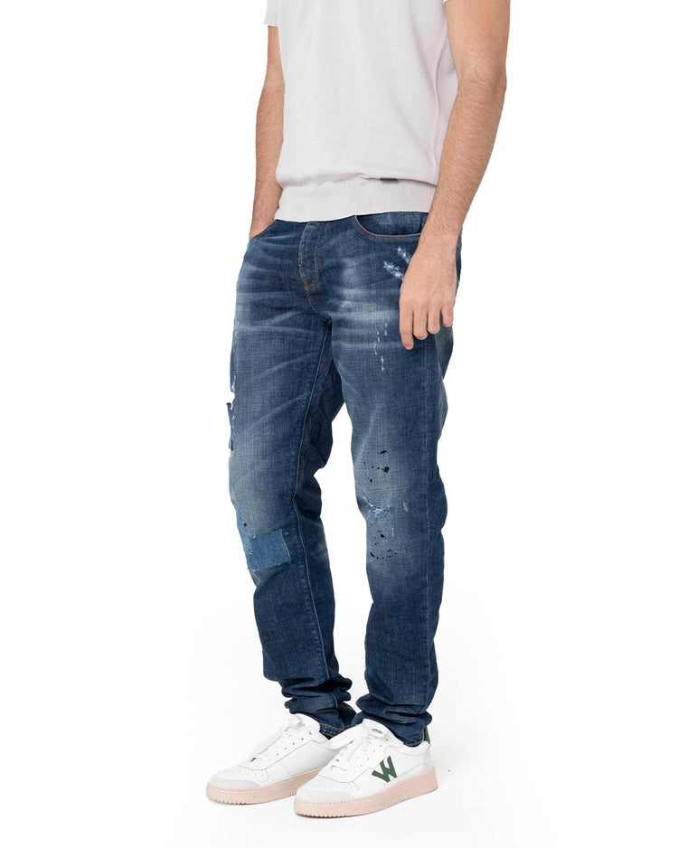 Why Not Brand Jeans Slimfit Con Abrasioni Rifiniti A Mano
