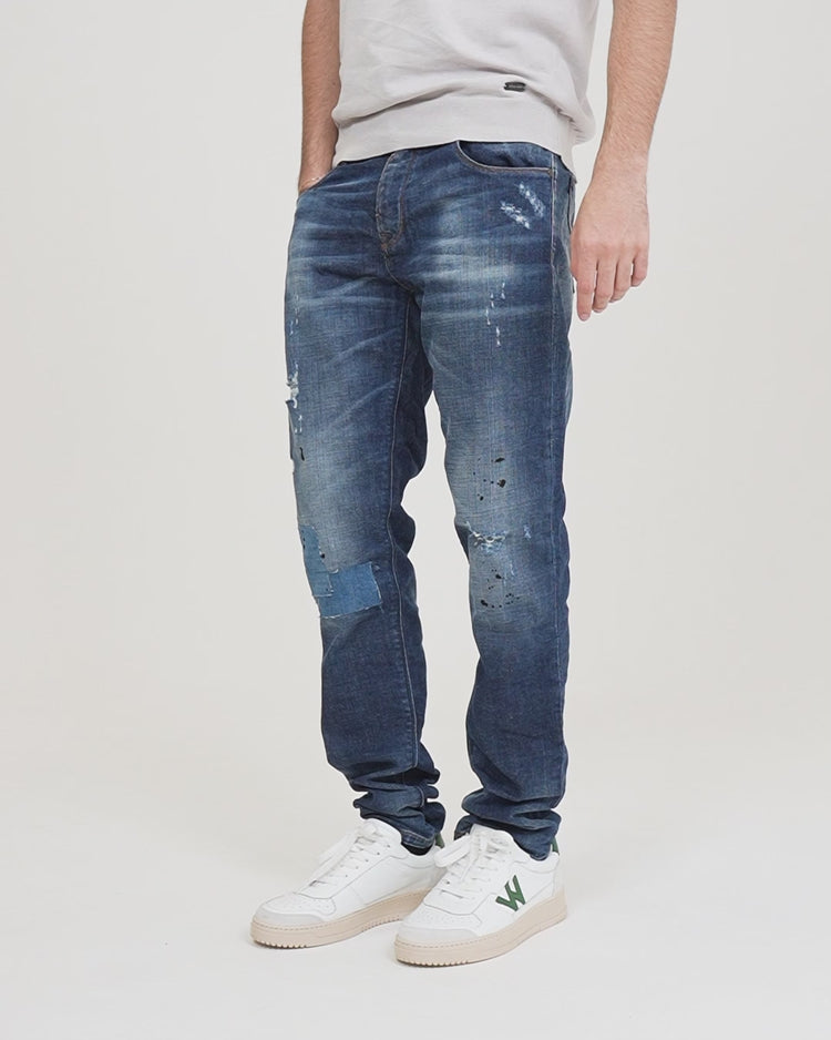 Why not brand Jeans Slimfit con Abrasioni Rifiniti a Mano