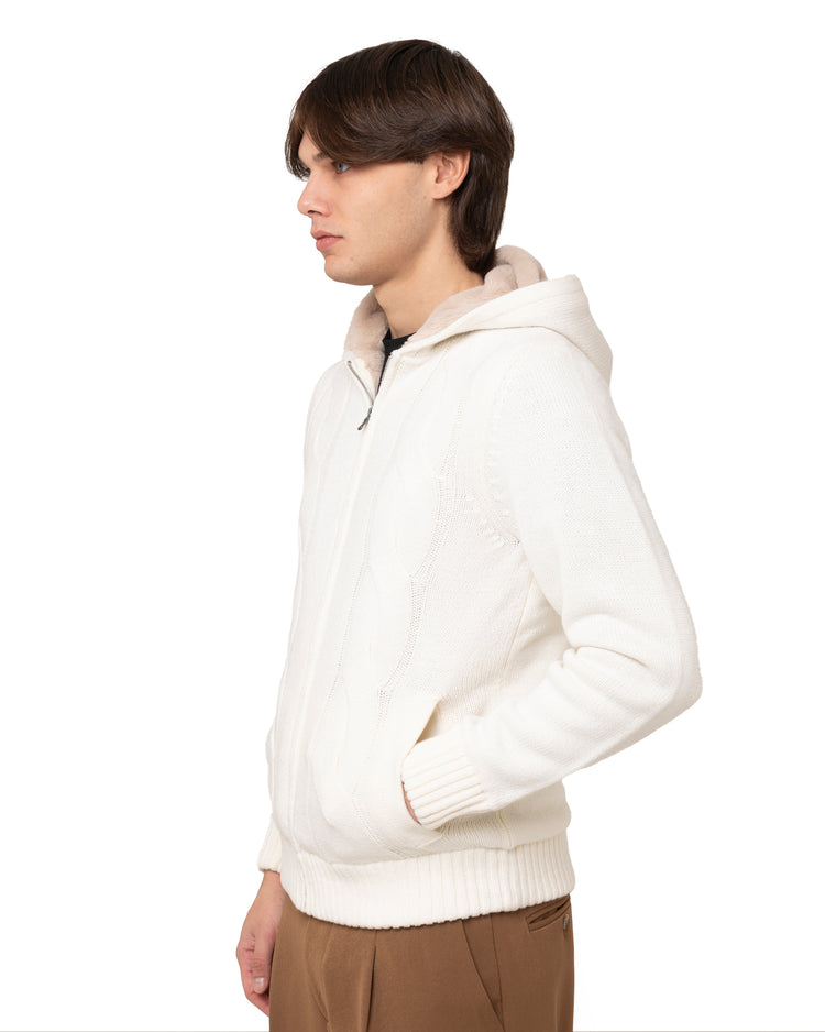 Why not brand Maglione con cappuccio zip ed interni in pelliccia