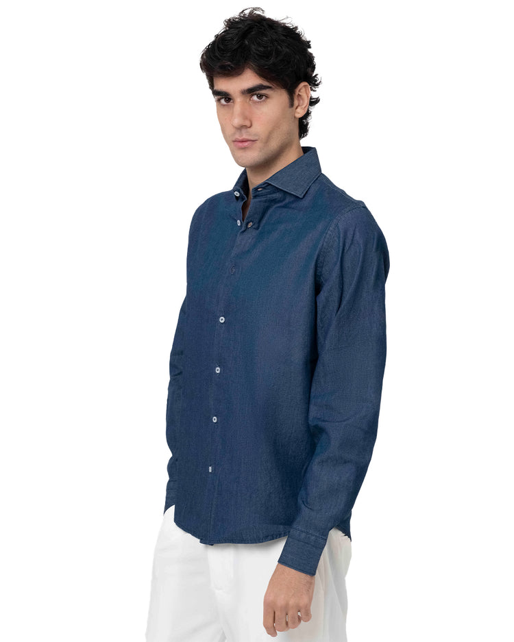 Why Not Brand Camicia Effetto Denim Chambrè