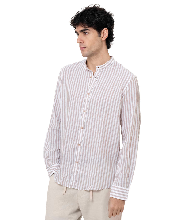 Why Not Brand Camicia In Lino A Righe Strette