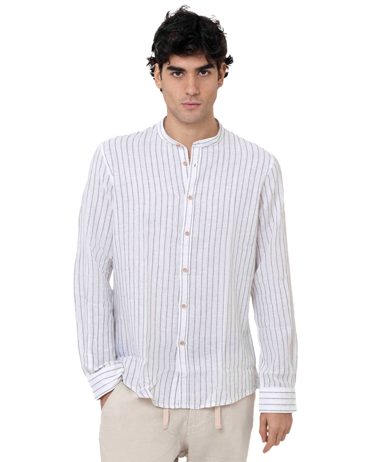 Why Not Brand Camicia In Lino A Righe Strette