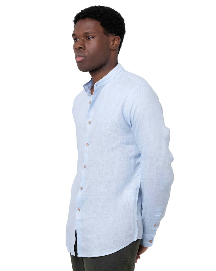 Why Not Brand Camicia In Lino Con Collo Koreano