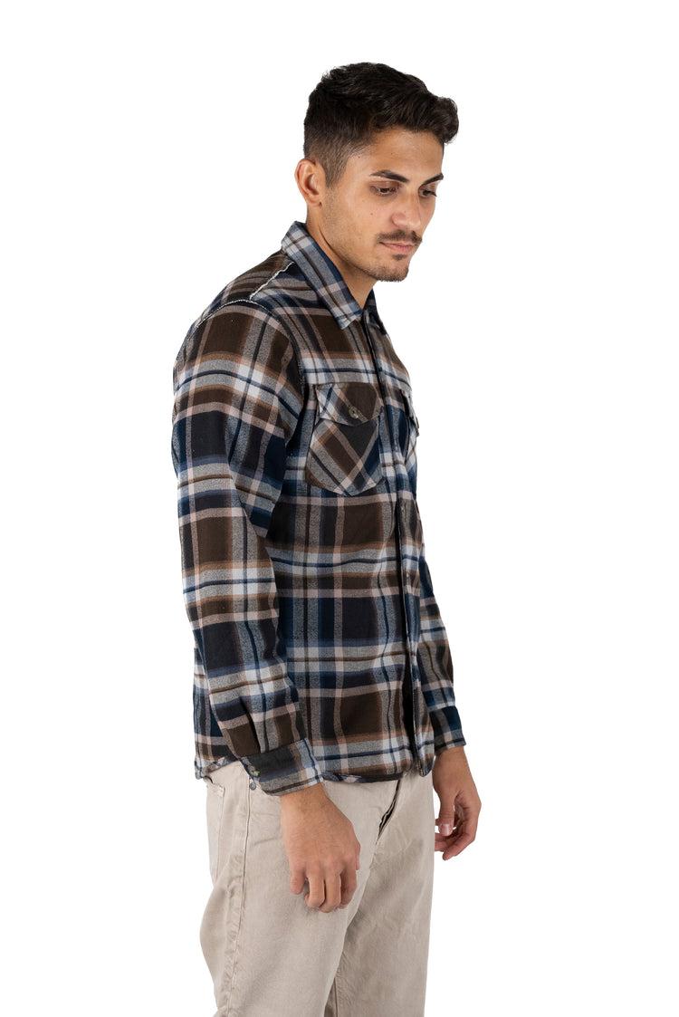 Why Not Brand Giacca Camicia A Quadri Marrone