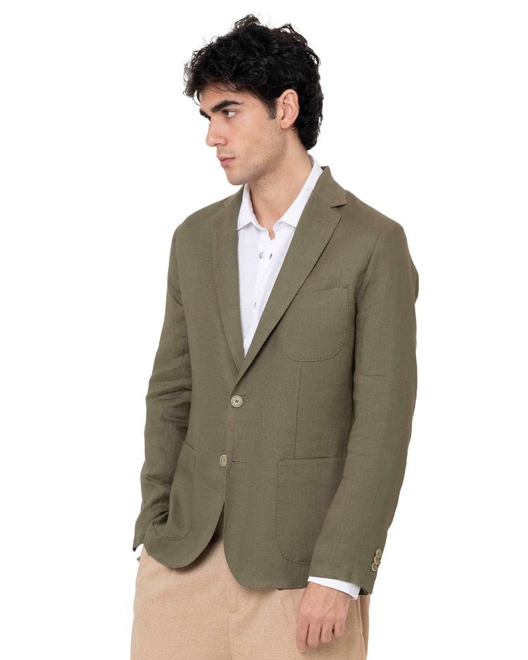 Why Not Brand Giacca Monopetto In Lino Con Tasche