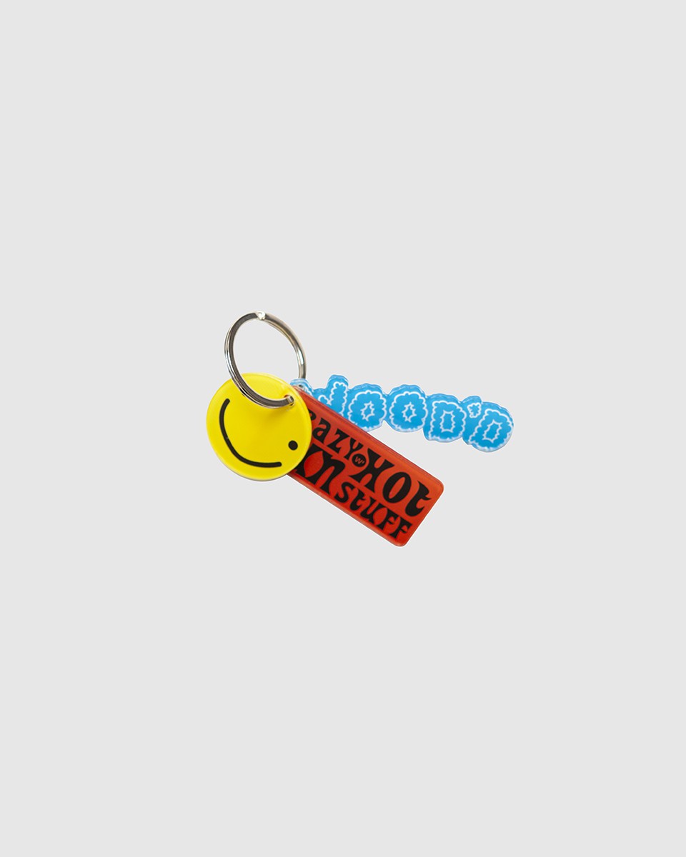 Wood'd Crazy Smile Keychain