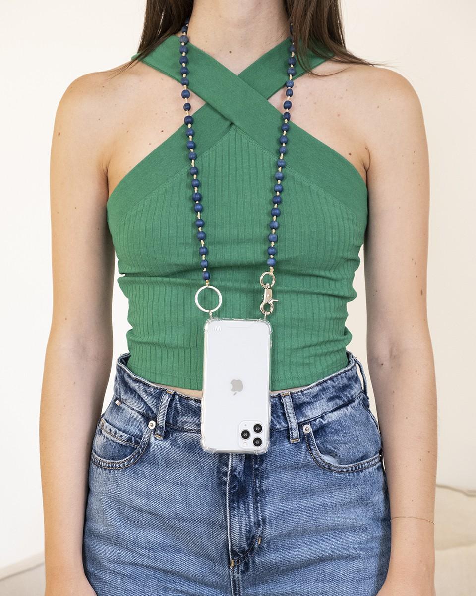 Wood'd Pearls Blue Necklace