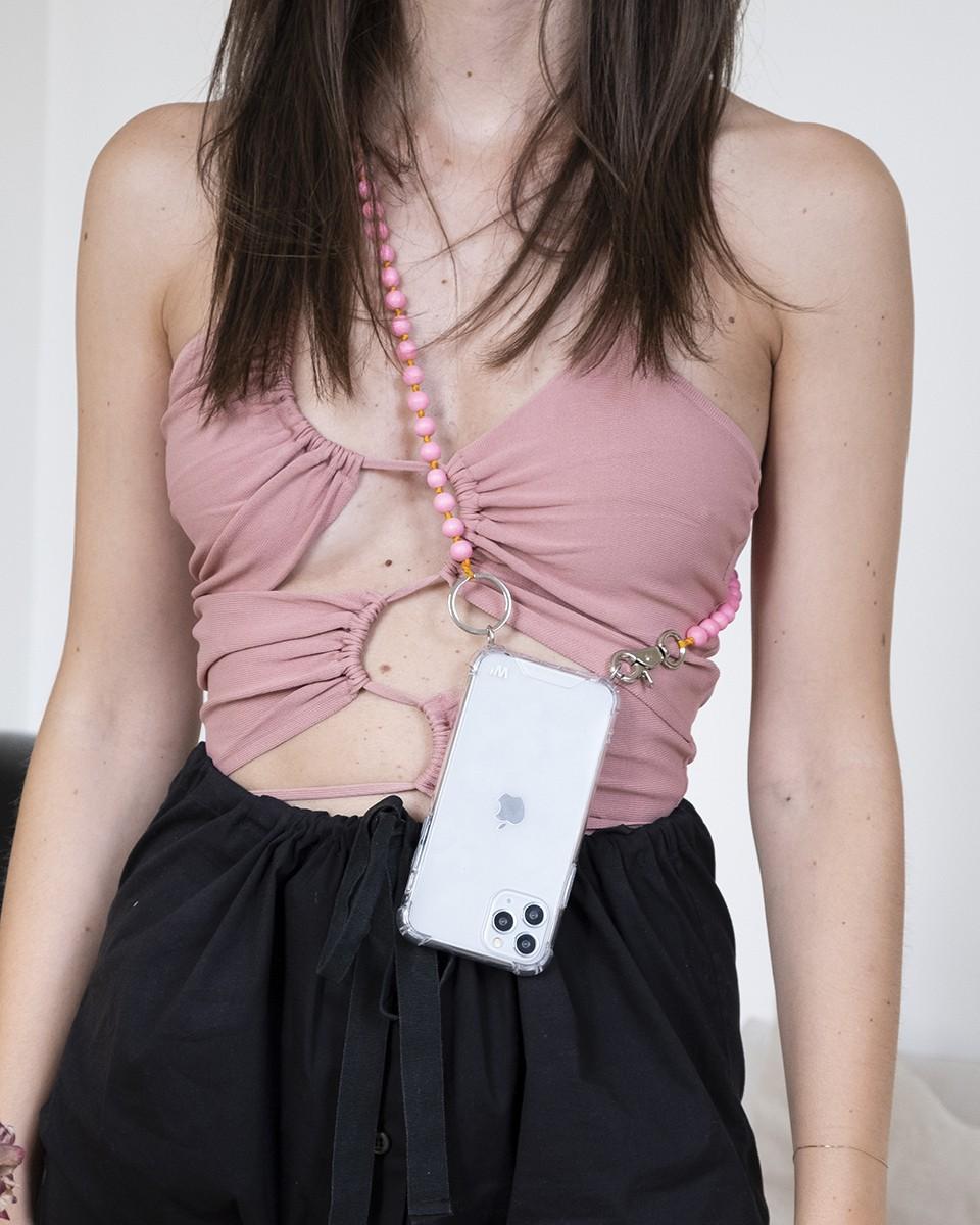 Wood'd Pearls Pink Necklace