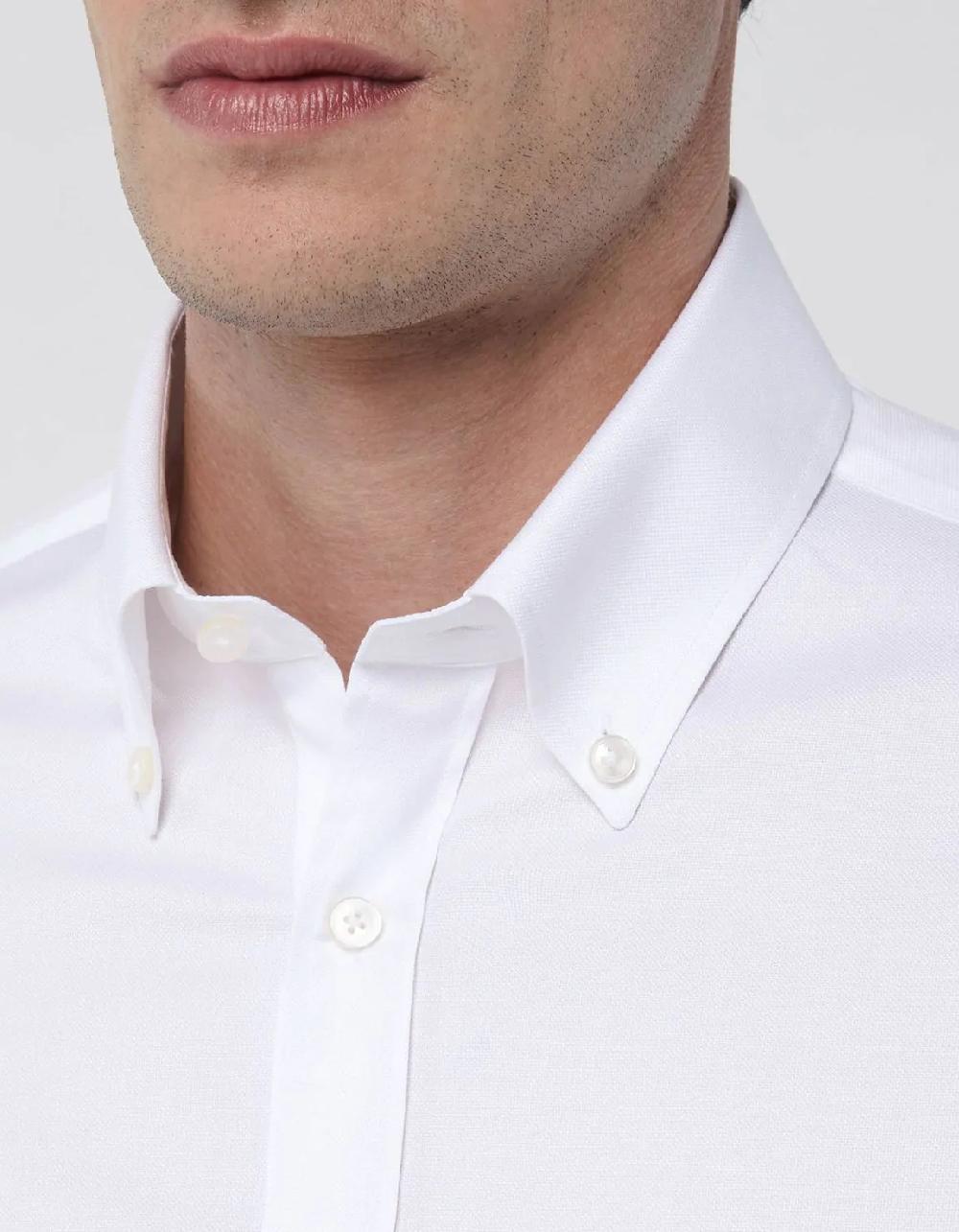 Xacus Camicia Collo button down Tinta Unita Oxford Bianco