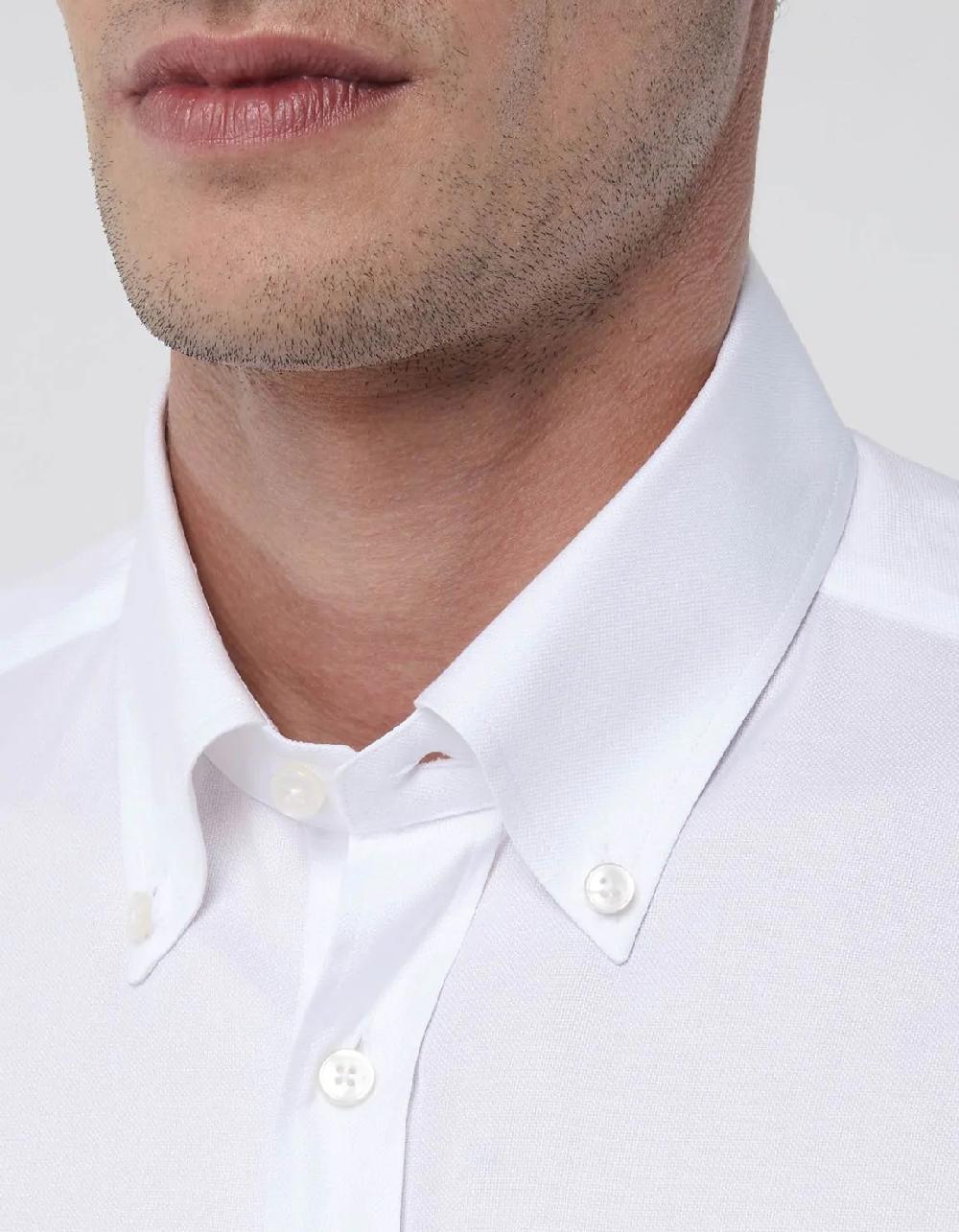 Xacus Camicia Collo button down Tinta Unita Oxford Bianco