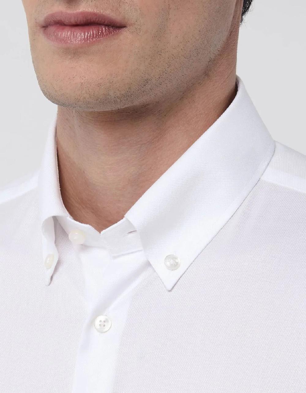 Xacus Camicia Collo button down Tinta Unita Oxford Bianco