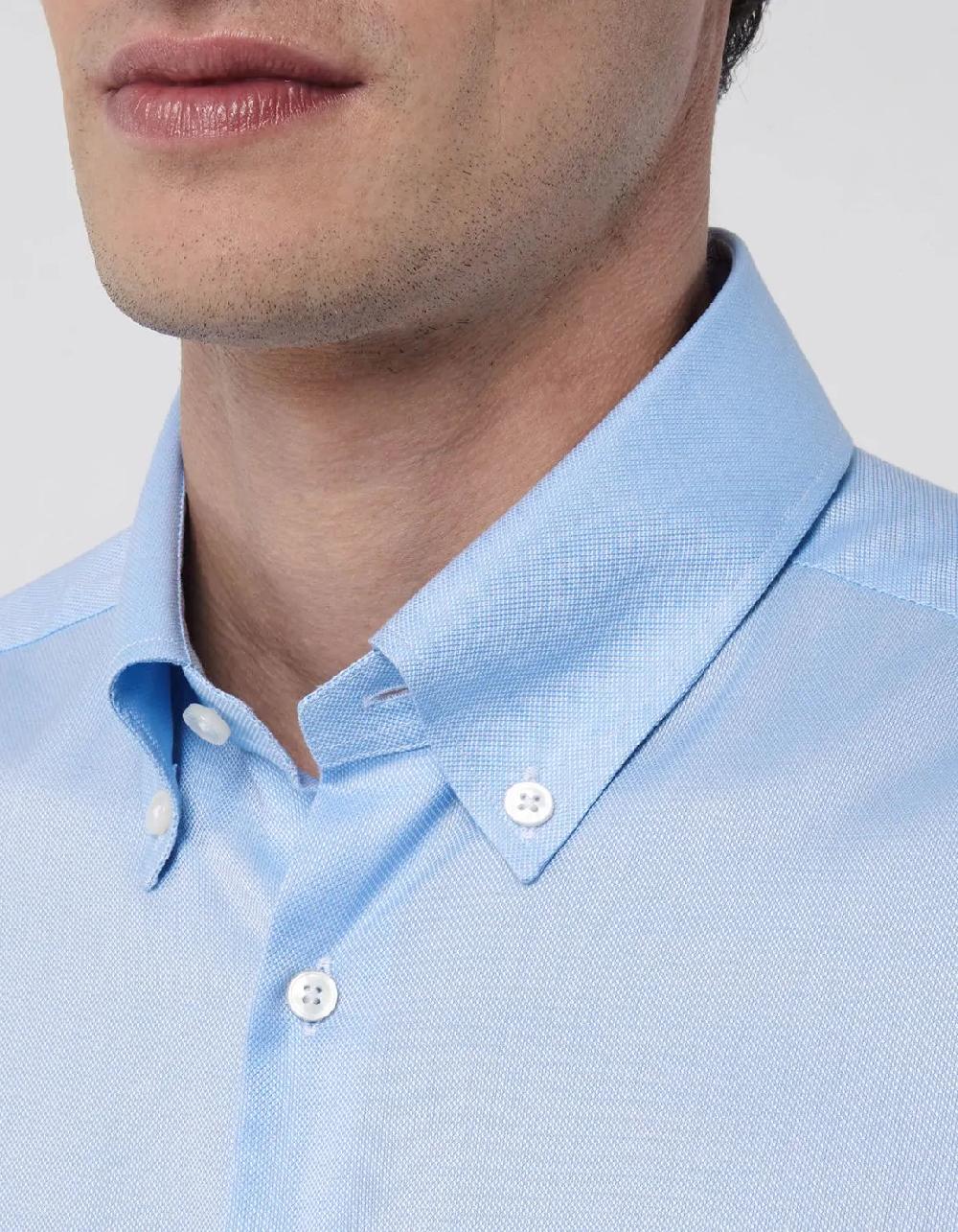 Xacus Camicia Collo button down Tinta Unita Oxford Celeste