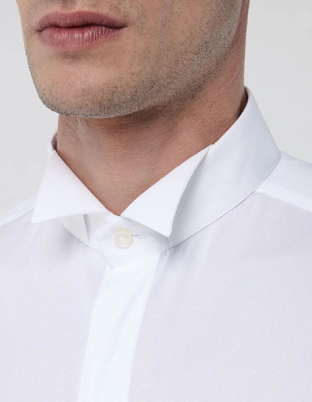 Xacus Camicia Collo diplomatico Tinta Unita Popeline Bianco
