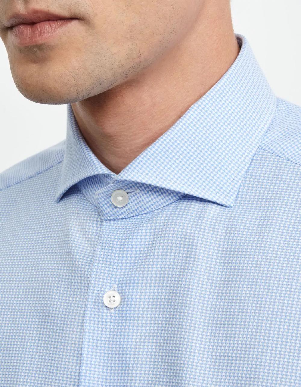 Xacus Camicia Collo francese Fantasia Armaturato Celeste