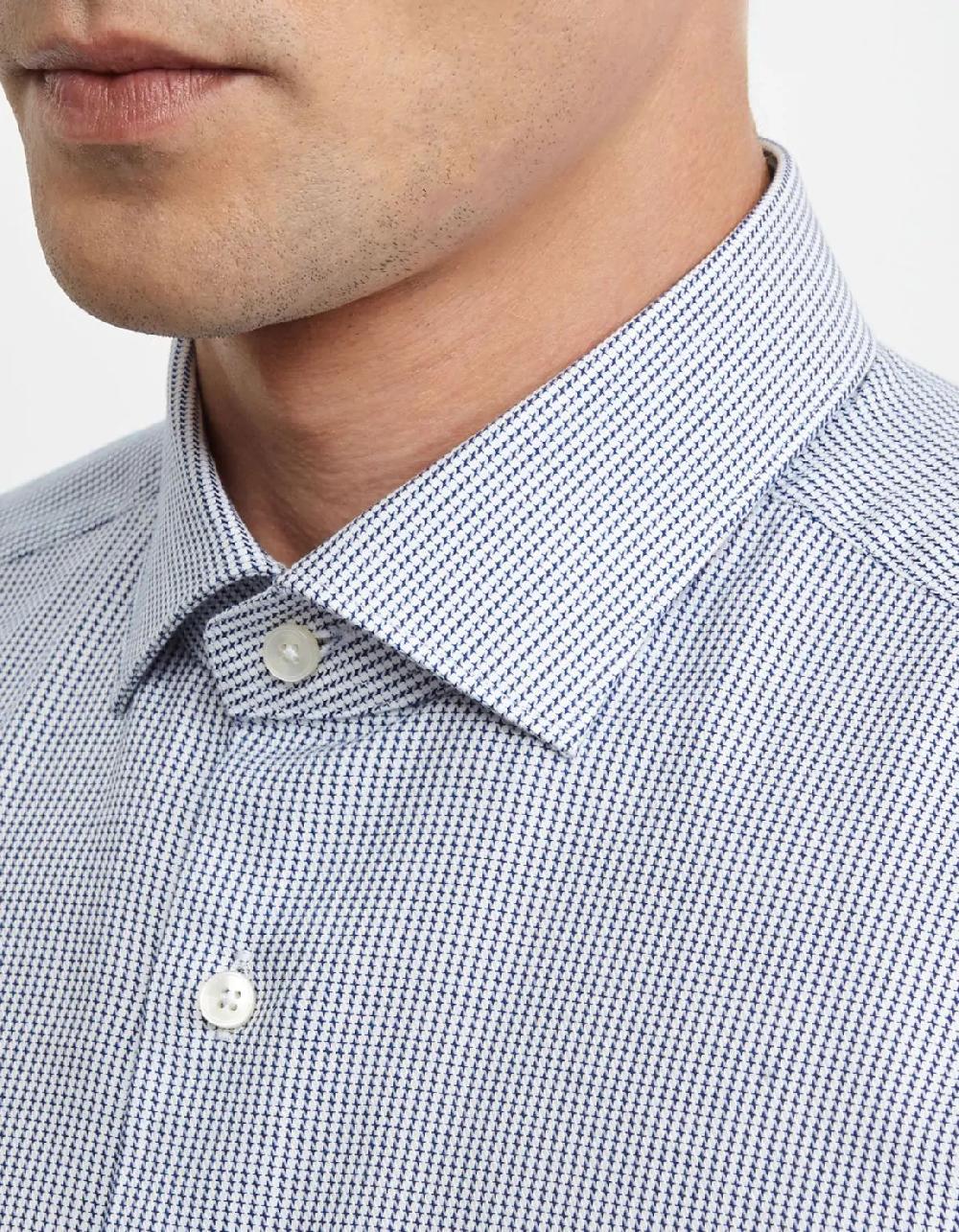 Xacus Camicia Collo francese piccolo Fantasia Armaturato Blu