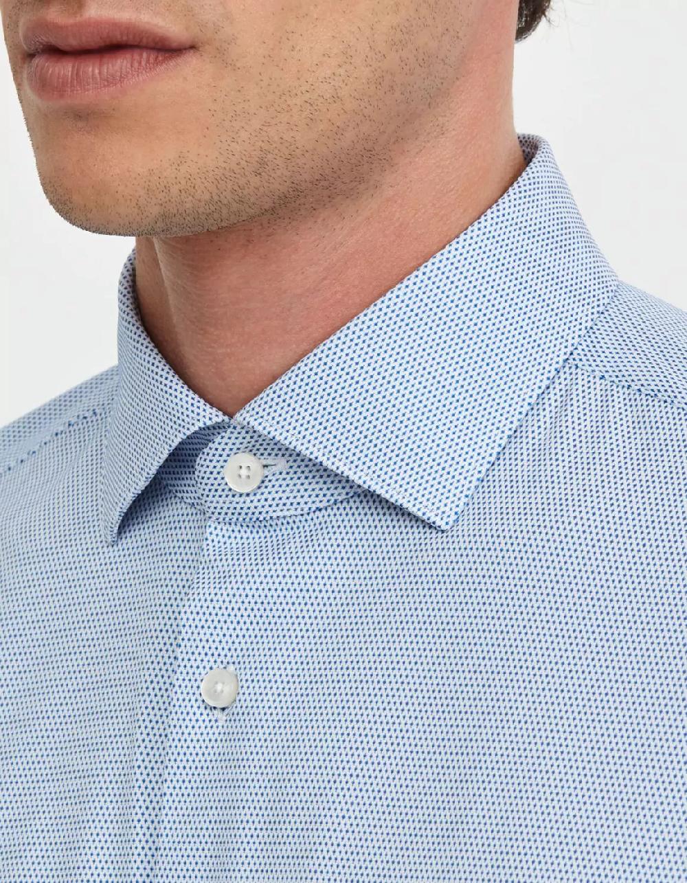 Xacus Camicia Collo francese piccolo Fantasia Armaturato Celeste