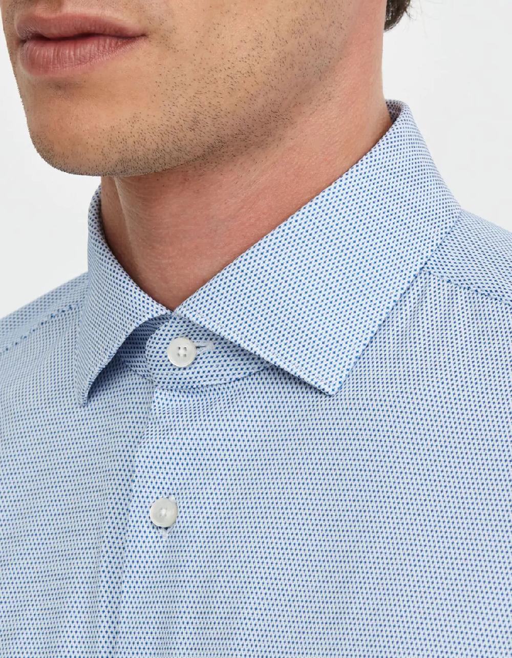 Xacus Camicia Collo francese piccolo Fantasia Armaturato Celeste