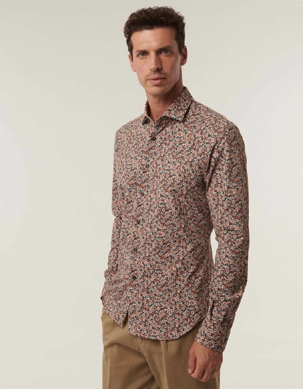 Xacus Camicia Collo francese piccolo Fantasia Maglia Rosa chiaro